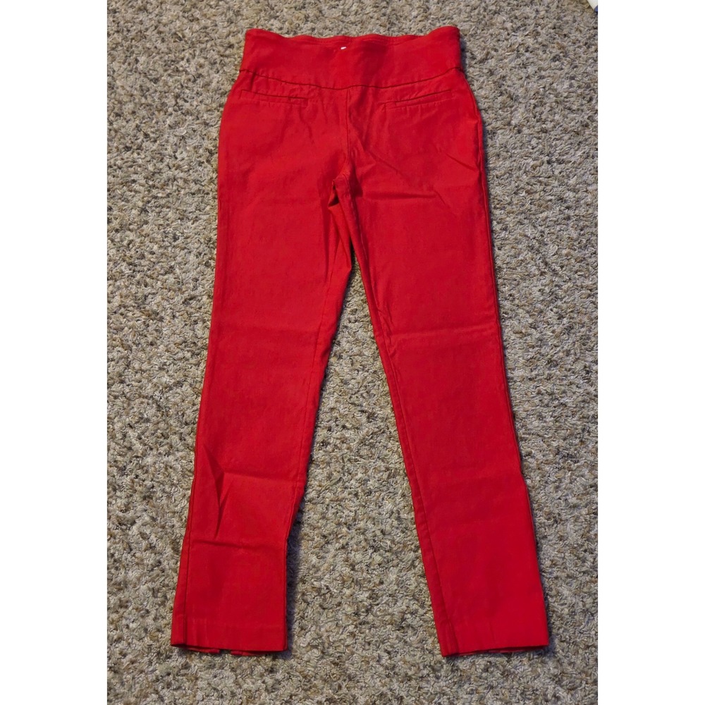 Crown & Ivy Elastic Waistband Skinny Pants Women's Size 4 Red